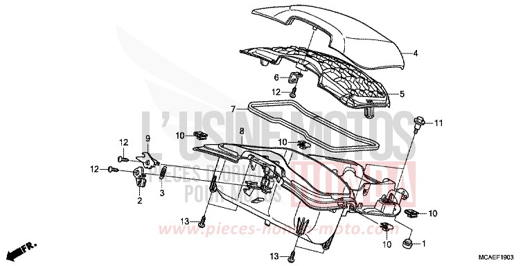 BOITIER DE PROTECTION de Gold Wing MAT ALTAIR SILVER METALLIC (NHB38) de 2016